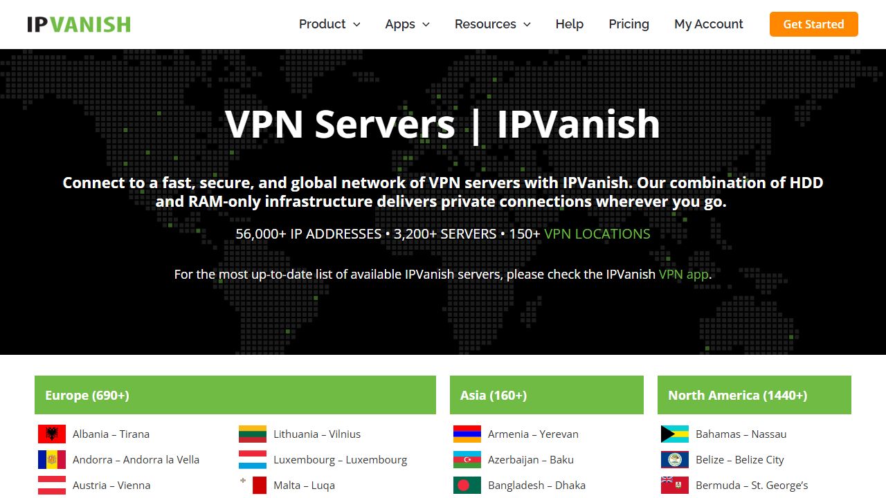 IPVanish Speed Test Server Map 2026