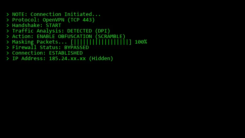 IPVanish Obfuscation Terminal Log